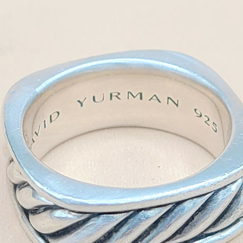  David Yurman Sculpted Cable Square Band Ring