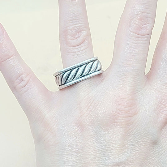  David Yurman Sculpted Cable Square Band Ring