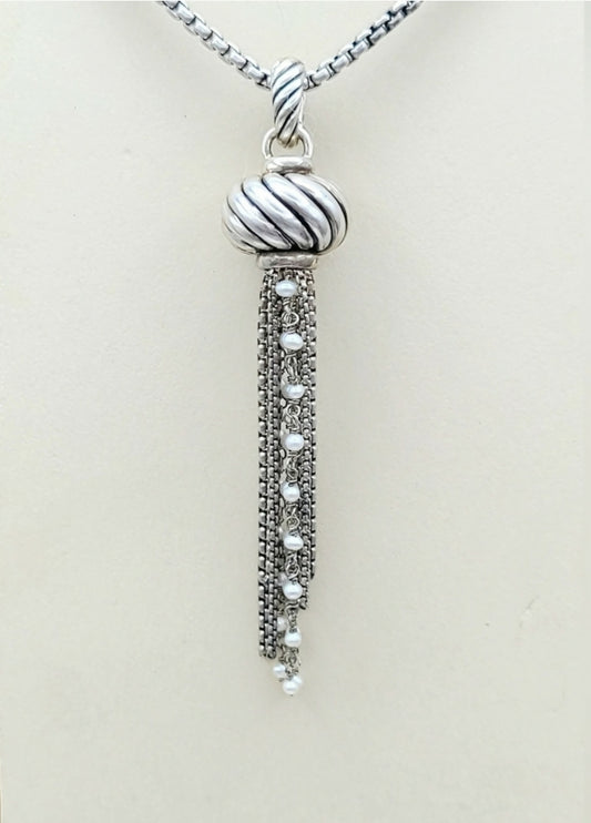 David Yurman Sculpted Pearl Tassel Pendant Enhancer