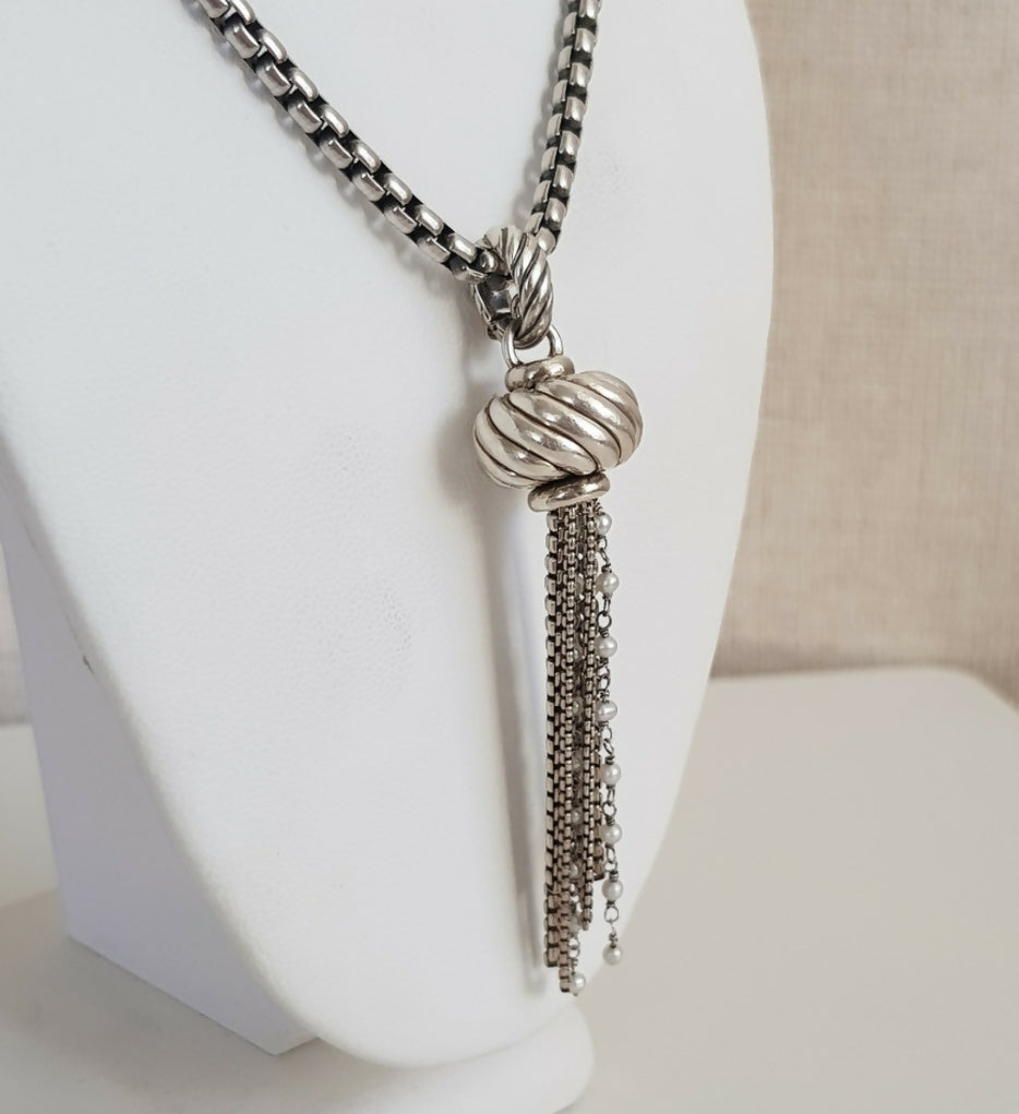 David Yurman Sculpted Pearl Tassel Pendant Enhancer