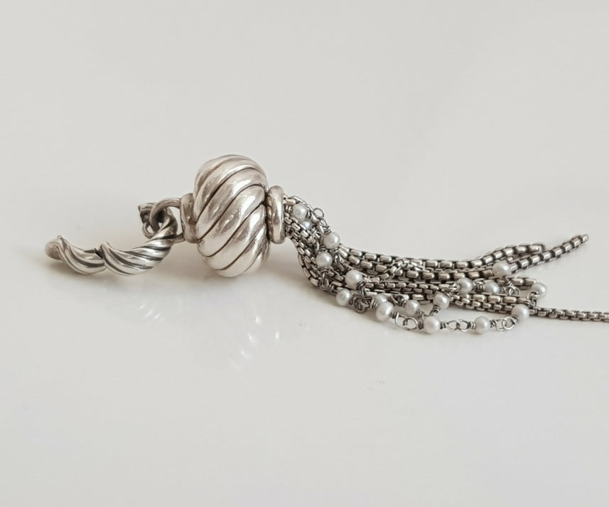 David Yurman Sculpted Pearl Tassel Pendant Enhancer
