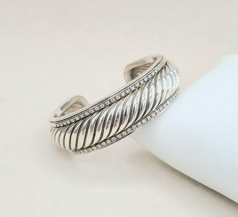  David Yurman Sculpted Thoroughbred Cable Diamond Bracelet