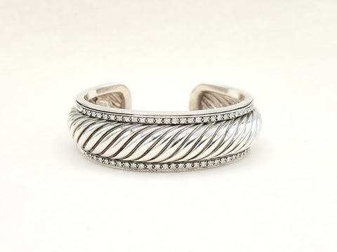  David Yurman Sculpted Thoroughbred Cable Diamond Bracelet