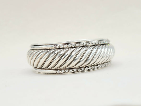  David Yurman Sculpted Thoroughbred Cable Diamond Bracelet