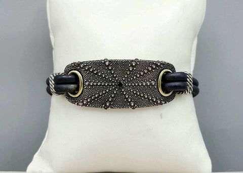 David Yurman Sea Urchin ID Bracelet With Black Diamond And Gold