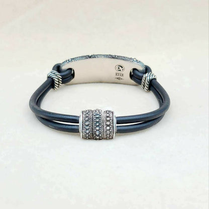back view David Yurman Sea Urchin ID Bracelet With Black Diamond And Gold