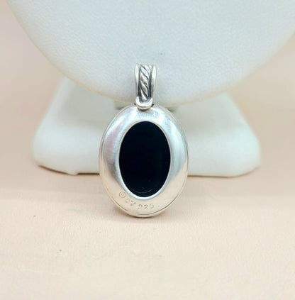  David Yurman-Signature Oval Black Onyx & Diamond Pendant-Enhancer-