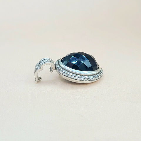  David Yurman-Signature Oval Black Onyx & Diamond Pendant-Enhancer-