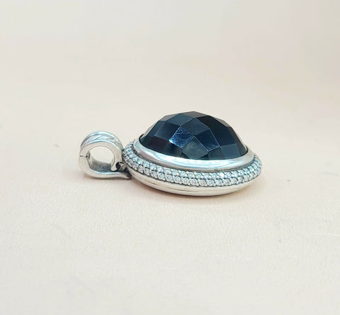  David Yurman-Signature Oval Black Onyx & Diamond Pendant-Enhancer-