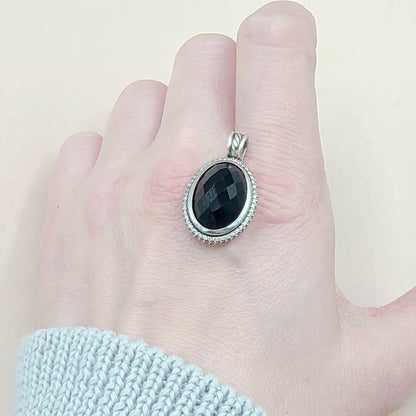  David Yurman-Signature Oval Black Onyx & Diamond Pendant-Enhancer-