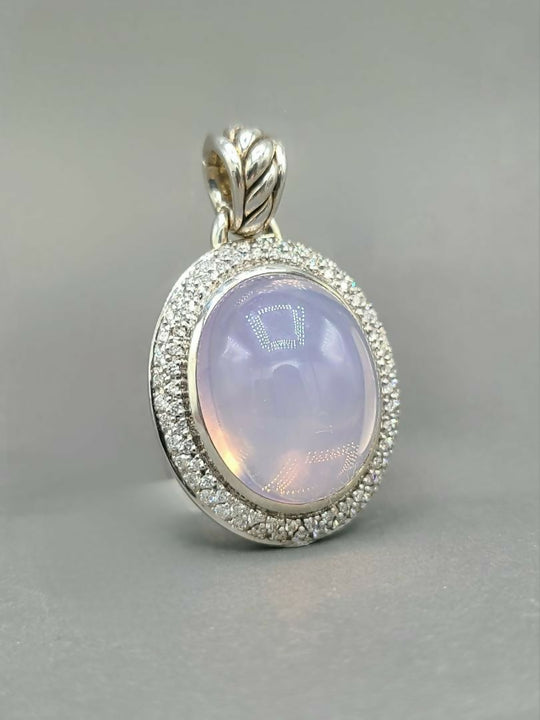 David Yurman Signature Oval Pendant Enhancer With Lavender Moonstone And Diamonds