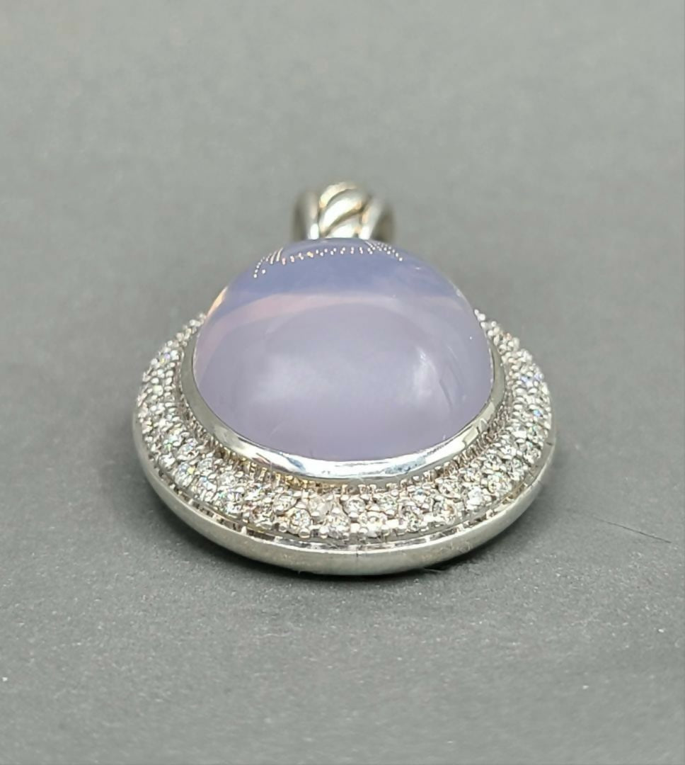 David Yurman Signature Oval Pendant Enhancer With Lavender Moonstone And Diamonds