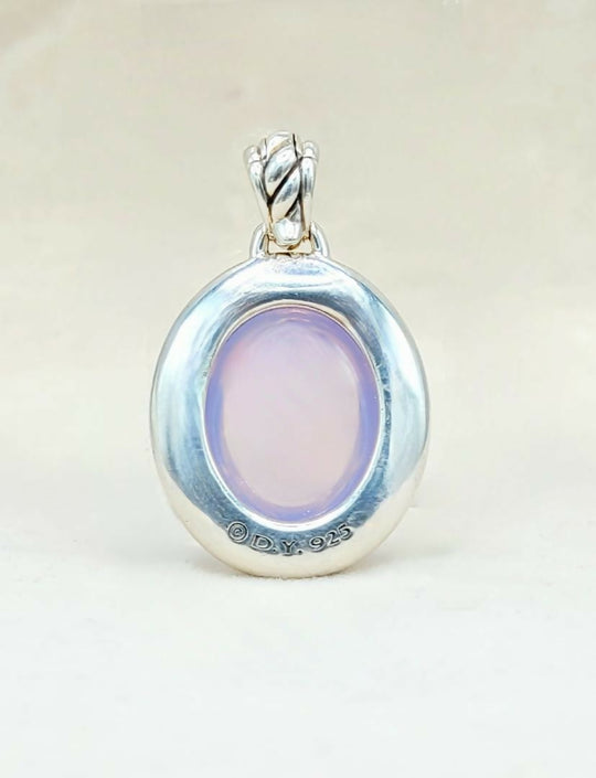 back view David Yurman Signature Oval Pendant Enhancer With Lavender Moonstone And Diamonds