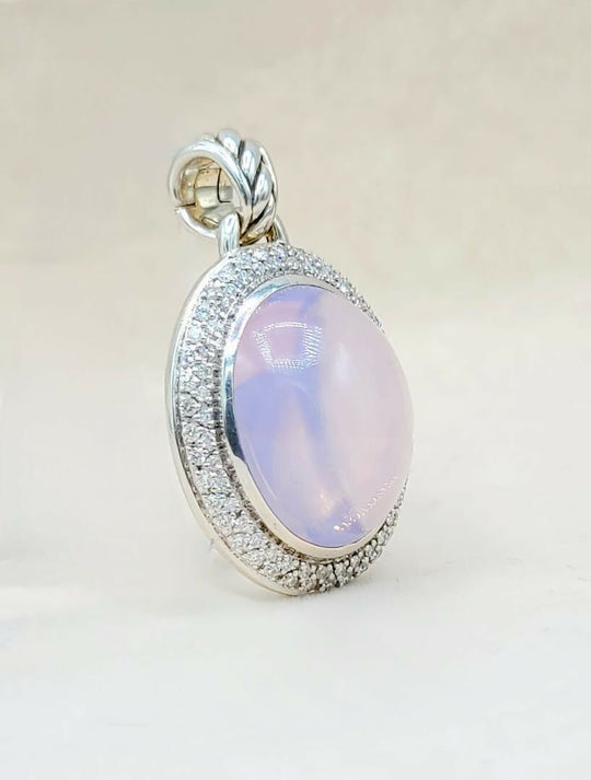 David Yurman Signature Oval Pendant Enhancer With Lavender Moonstone And Diamonds
