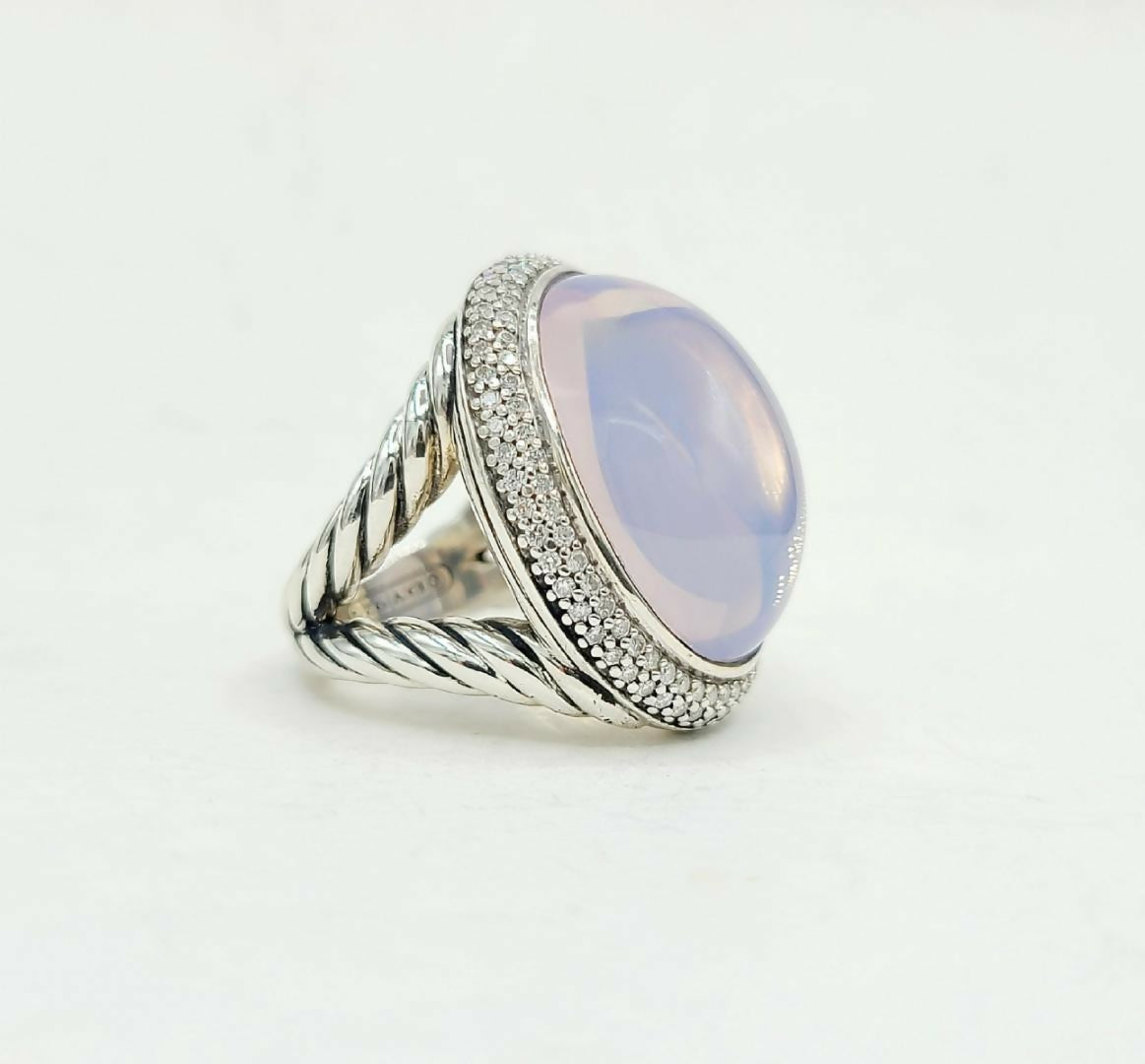 David Yurman Signature Oval Ring With Lavender Moonstone And Diamonds
