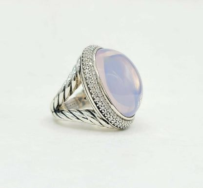 David Yurman Signature Oval Ring With Lavender Moonstone And Diamonds