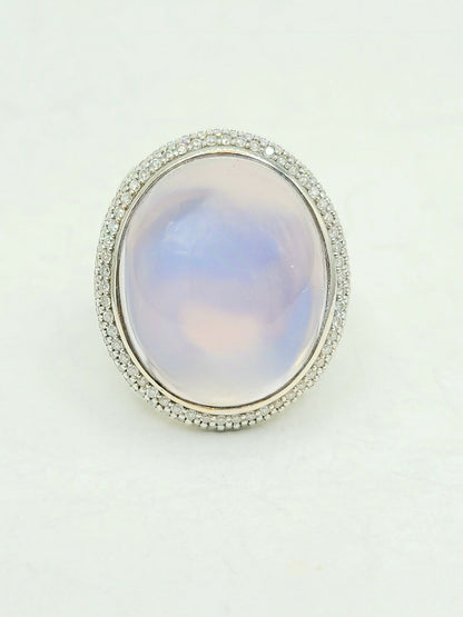 David Yurman Signature Oval Ring With Lavender Moonstone And Diamonds