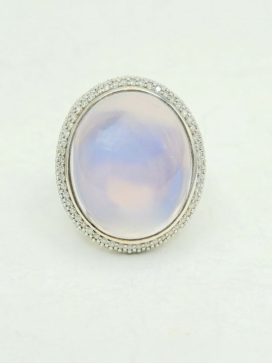 David Yurman Signature Oval Ring With Lavender Moonstone And Diamonds