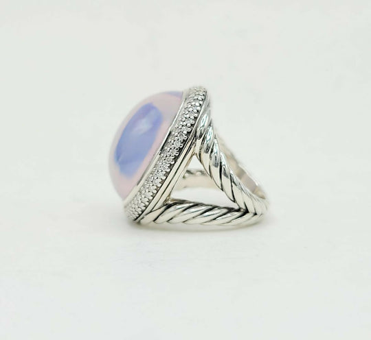 David Yurman Signature Oval Ring With Lavender Moonstone And Diamonds