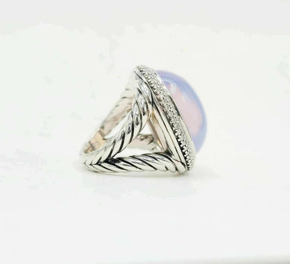 David Yurman Signature Oval Ring With Lavender Moonstone And Diamonds