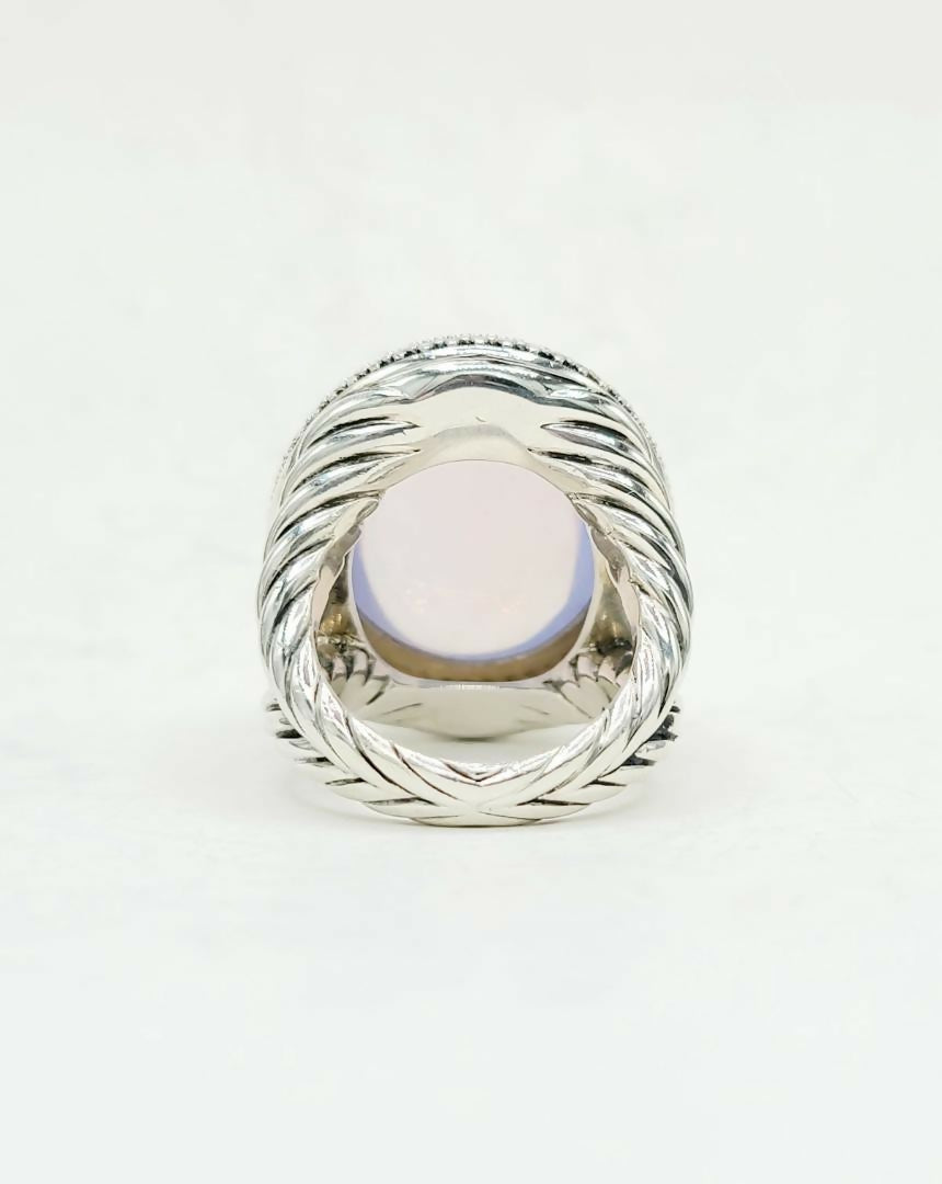 David Yurman Signature Oval Ring With Lavender Moonstone And Diamonds