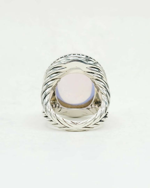 David Yurman Signature Oval Ring With Lavender Moonstone And Diamonds