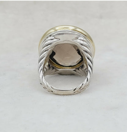 David Yurman Signature Oval Smoky Quartz Ring With Gold