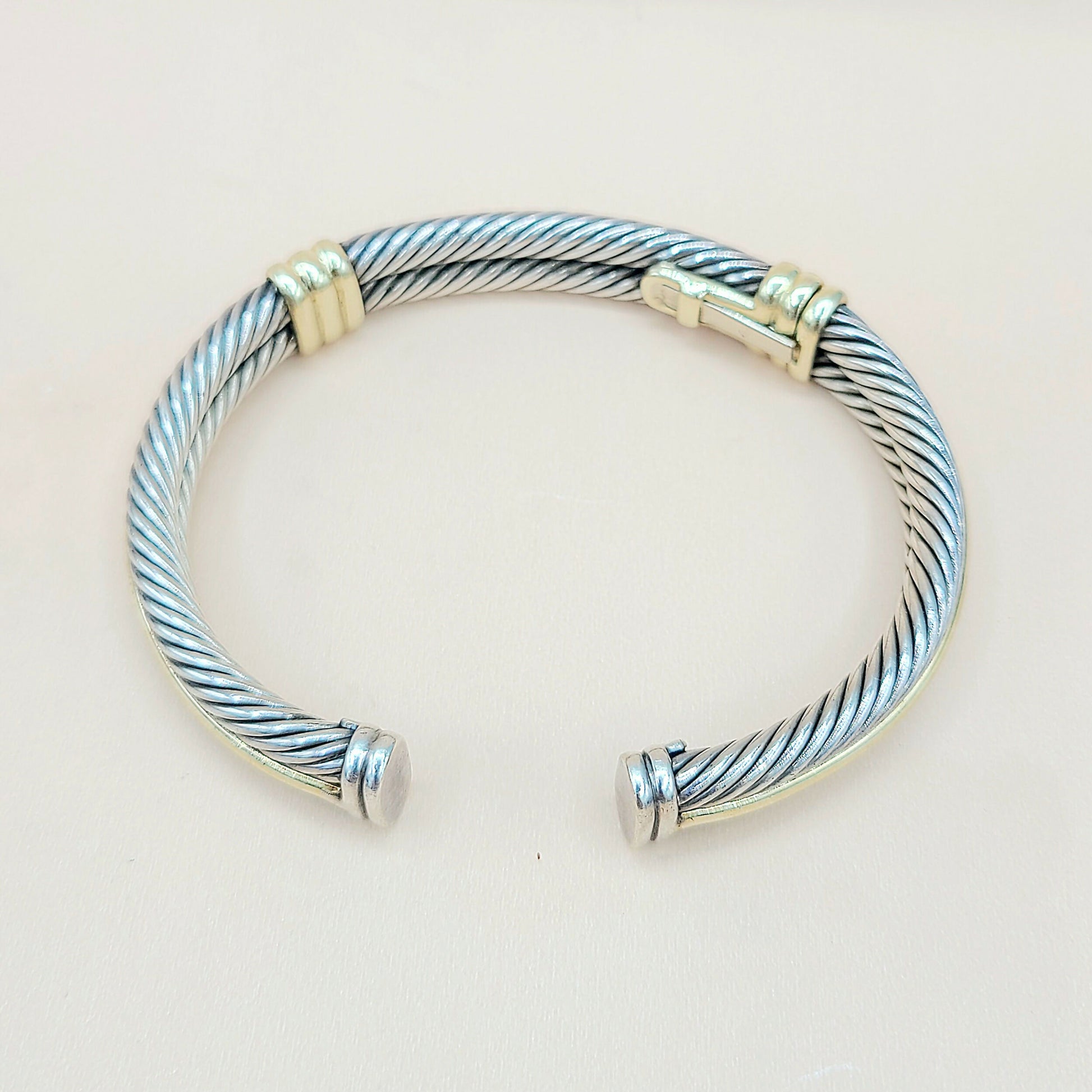 David Yurman Silver & Gold Double Cable Bracelet | Certified Pre-Owned  AYW Luxury #