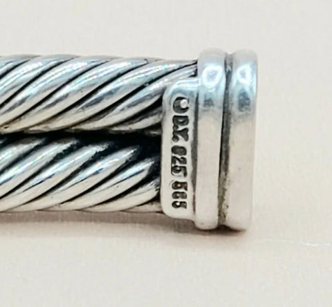  David Yurman Silver Gold Double Cable Hinged Bracelet