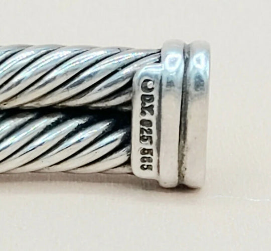  David Yurman Silver Gold Double Cable Hinged Bracelet