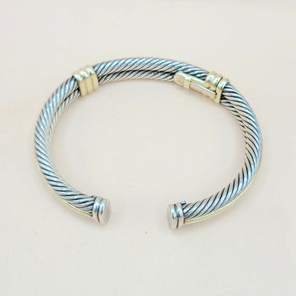 David Yurman Silver Gold Double Cable Bracelet | Certified Pre-Owned  AYW Luxury #