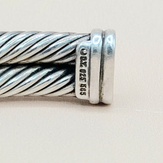  David Yurman Silver Gold Double Cable Hinged Bracelet