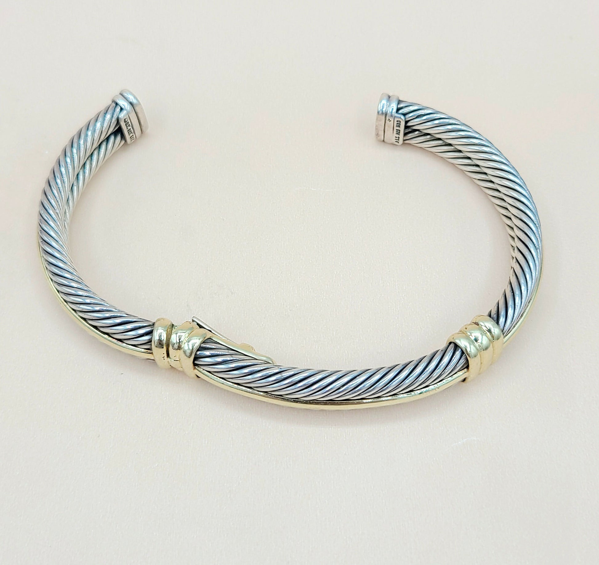 David Yurman Silver Gold Double Cable Bracelet | Certified Pre-Owned  AYW Luxury #