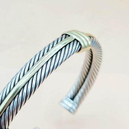 David Yurman Silver Gold Double Cable Bracelet | Certified Pre-Owned  AYW Luxury #