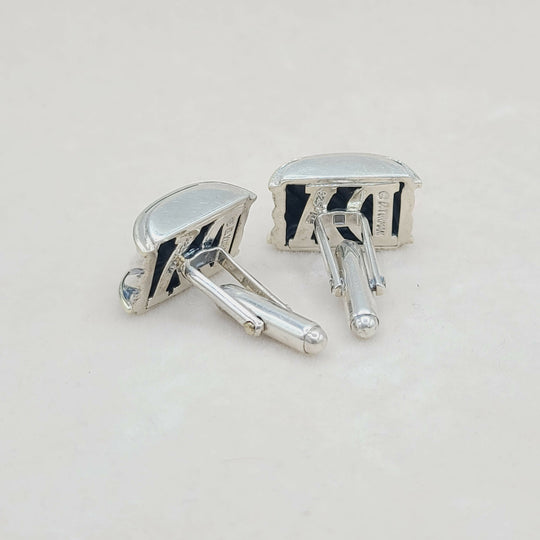  David Yurman Silver Gold Thoroughbred Cable Band Cufflinks