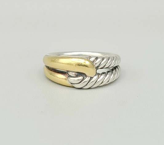 David Yurman Single-Loop Labyrinth Ring With Gold