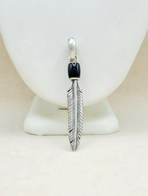 David Yurman Southwest Feather Black Onyx Amulet Sterling Silver | AYW Luxury