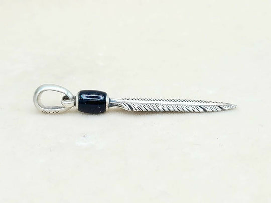 side David Yurman Southwest Feather Black Onyx Amulet Sterling Silver | AYW Luxury
