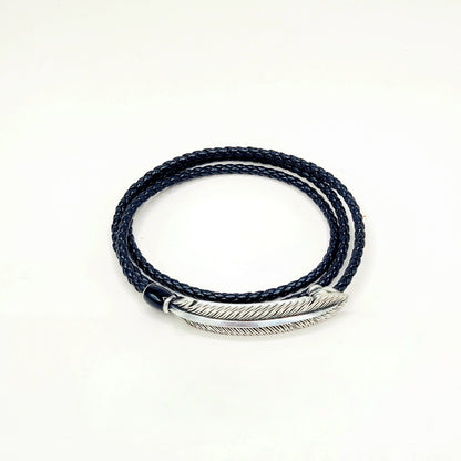 David Yurman Southwest Frontier Feather Triple Wrap Bracelet Black Onyx Sterling Silver Medium