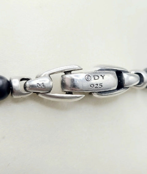 hallmark of David Yurman Spiritual Beads Black Onyx Necklace Sterling Silver 4mm 26"