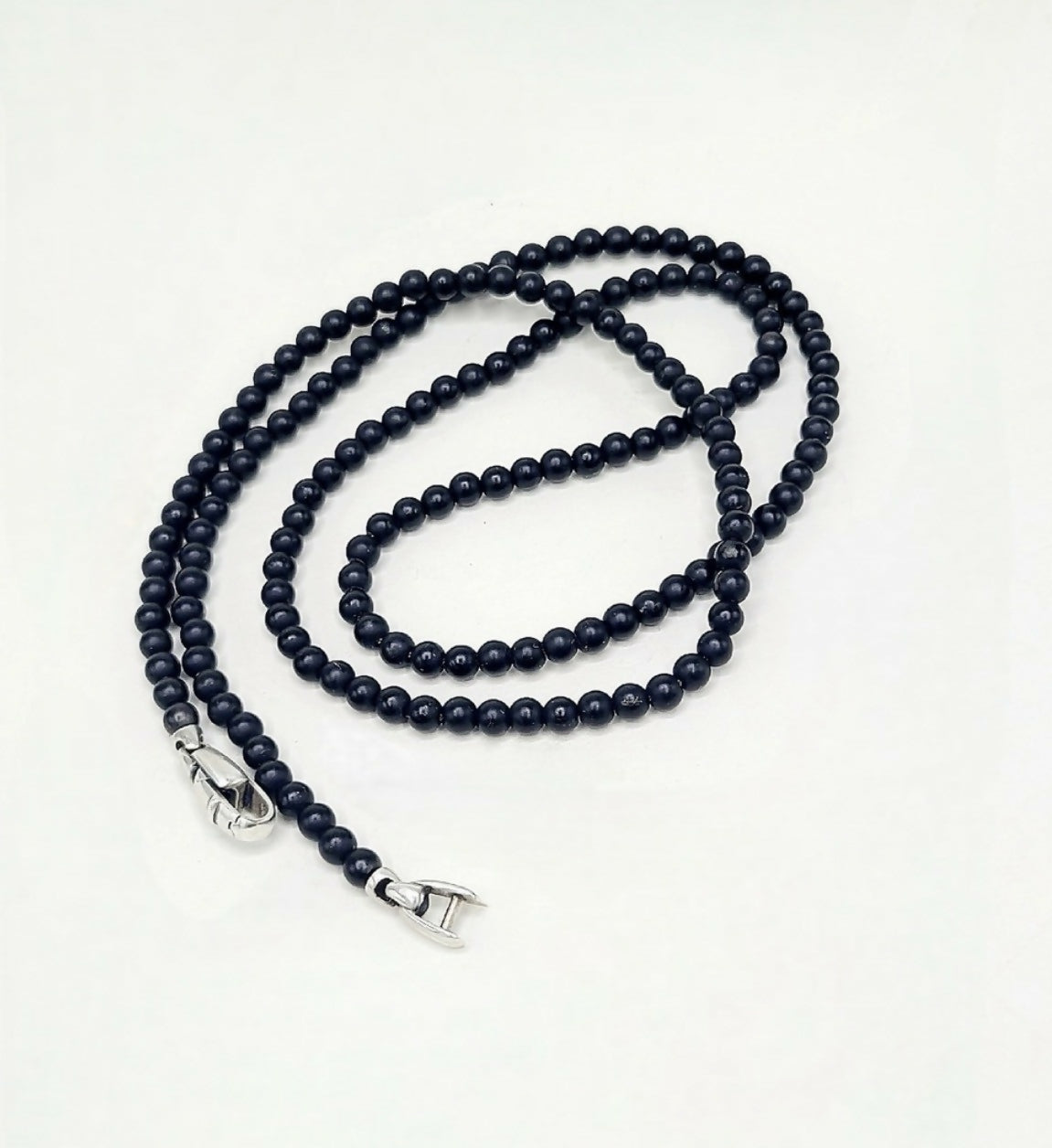 David Yurman Spiritual Beads Black Onyx Necklace Sterling Silver 4mm 26"