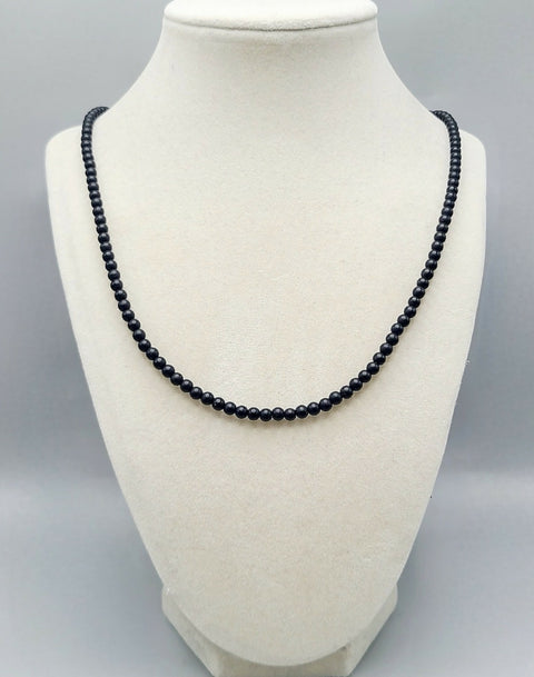 David Yurman Spiritual Beads Black Onyx Necklace Sterling Silver 4mm 26"