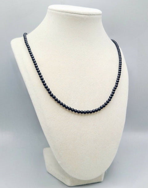David Yurman Spiritual Beads Black Onyx Necklace Sterling Silver 4mm 26"