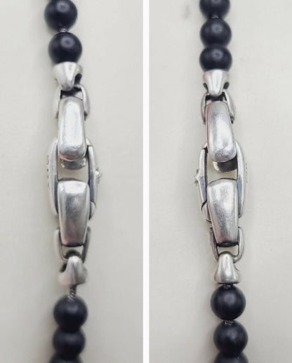 clasp of David Yurman Spiritual Beads Black Onyx Necklace Sterling Silver 4mm 26"