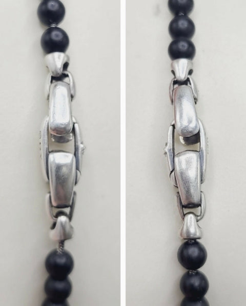 clasp of David Yurman Spiritual Beads Black Onyx Necklace Sterling Silver 4mm 26"
