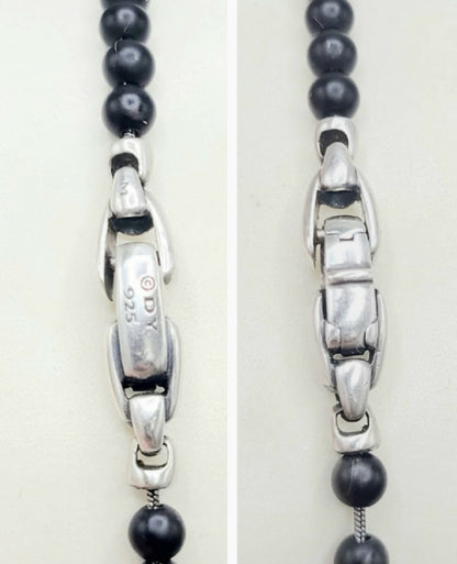 hallmark of David Yurman Spiritual Beads Black Onyx Necklace Sterling Silver 4mm 26"