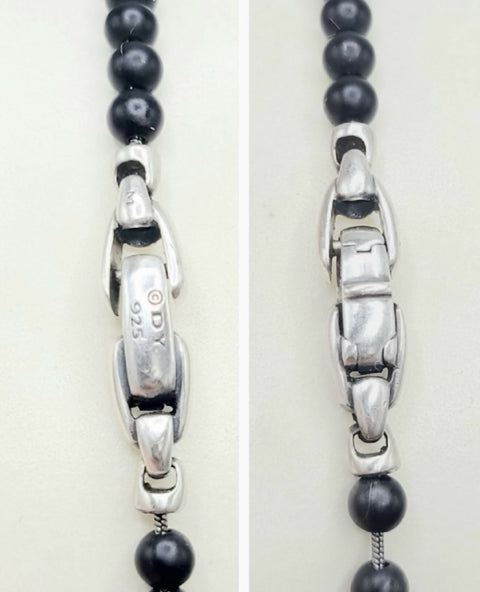 hallmark of David Yurman Spiritual Beads Black Onyx Necklace Sterling Silver 4mm 26"
