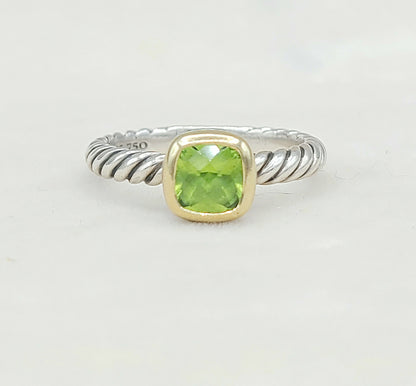 David Yurman Stackable Ring With Peridot And Gold