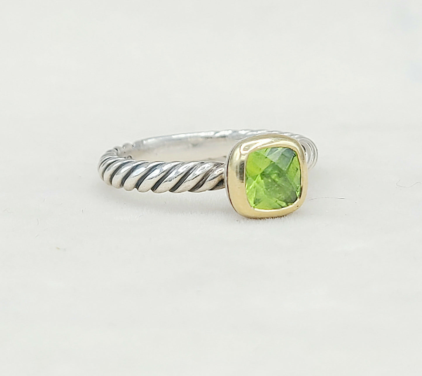 David Yurman Stackable Ring With Peridot And Gold