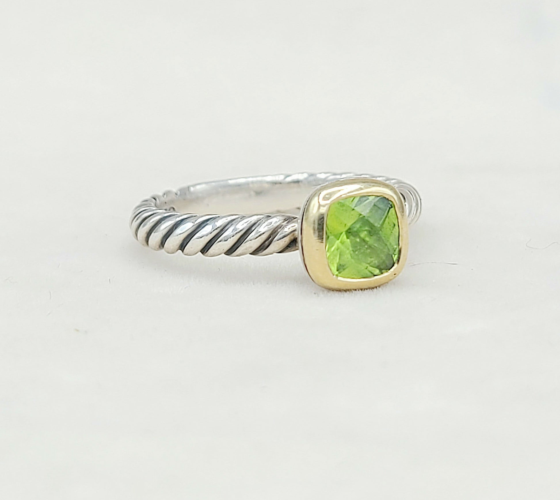 David Yurman Stackable Ring With Peridot And Gold
